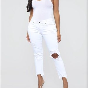 Fashion Nova white ankle jeans